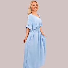 Load image into Gallery viewer, Gold Button Sheering Maxi Dress
