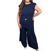 Load image into Gallery viewer, Padded Shoulder Pleated Belted Co-Ord Set
