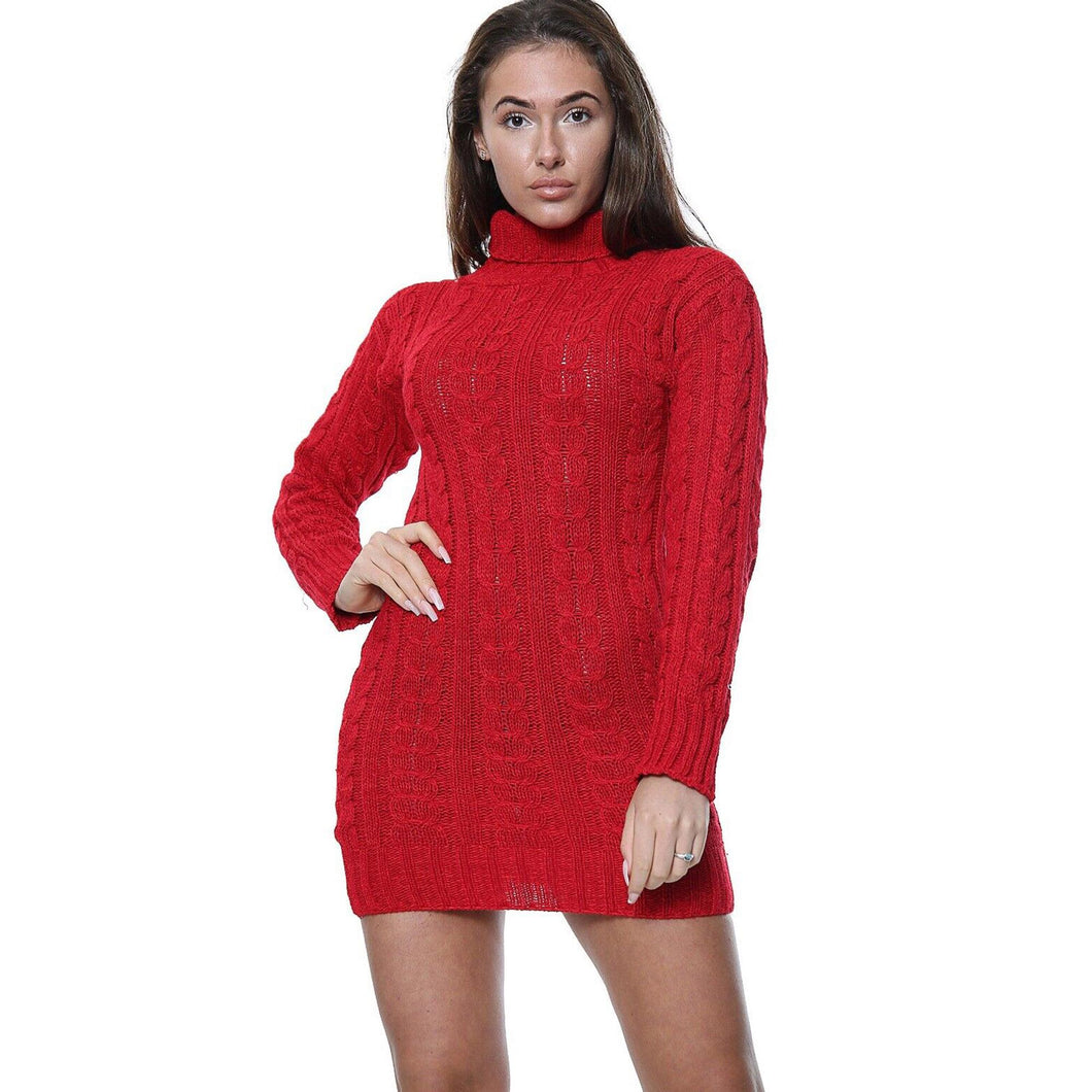 Knitted Turtle Neck Jumper Dress