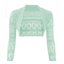 Load image into Gallery viewer, Crochet Thin Knit Long Sleeve Open Shrug
