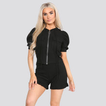 Load image into Gallery viewer, Zip Up Hooded Jacket Loungewear Short Set
