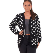 Load image into Gallery viewer, Heart Print Chunky Knitted Cardigan

