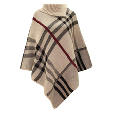 Load image into Gallery viewer, Oversized Knitted Tartan Check Poncho
