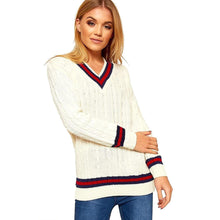 Load image into Gallery viewer, Chunky Cable Knitted V-Neck Cricket Jumper
