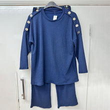 Load image into Gallery viewer, Pop Corn Gold Button Loungewear Set
