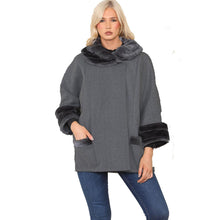 Load image into Gallery viewer, Faux Fur Knitted Poncho Cape Shawl
