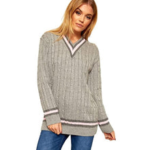 Load image into Gallery viewer, Chunky Cable Knitted V-Neck Cricket Jumper
