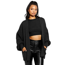 Load image into Gallery viewer, Balloon Sleeve Open Pockets Knitted Short Cardigan
