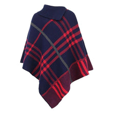 Load image into Gallery viewer, Oversized Knitted Tartan Check Poncho
