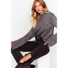 Load image into Gallery viewer, Ribbed Knitted Polo Turtle Neck Jumper
