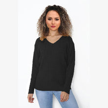 Load image into Gallery viewer, V Neck Cable Knit Long Sleeve Jumper
