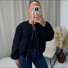 Load image into Gallery viewer, Balloon Sleeve Zip Bomber Jacket
