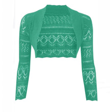 Load image into Gallery viewer, Crochet Thin Knit Long Sleeve Open Shrug
