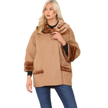 Load image into Gallery viewer, Faux Fur Knitted Poncho Cape Shawl
