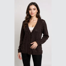 Load image into Gallery viewer, 5 Button Cable Knitted Grandad Cardigan
