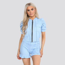 Load image into Gallery viewer, Zip Up Hooded Jacket Loungewear Short Set
