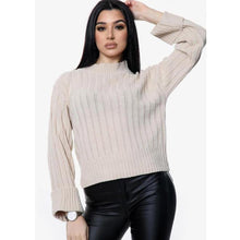 Load image into Gallery viewer, Ribbed Knitted Polo Turtle Neck Jumper
