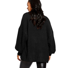 Load image into Gallery viewer, Balloon Sleeve Open Pockets Knitted Short Cardigan
