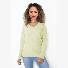 Load image into Gallery viewer, V Neck Cable Knit Long Sleeve Jumper
