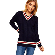 Load image into Gallery viewer, Chunky Cable Knitted V-Neck Cricket Jumper
