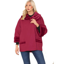 Load image into Gallery viewer, Faux Fur Knitted Poncho Cape Shawl
