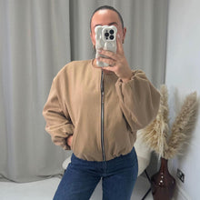 Load image into Gallery viewer, Balloon Sleeve Zip Bomber Jacket
