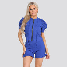 Load image into Gallery viewer, Zip Up Hooded Jacket Loungewear Short Set
