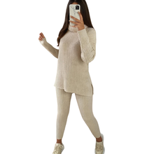 Load image into Gallery viewer, 2 Pcs Set Chunky Knitted Winter Lounge Wear Suit
