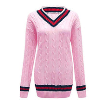 Load image into Gallery viewer, Chunky Cable Knitted V-Neck Cricket Jumper
