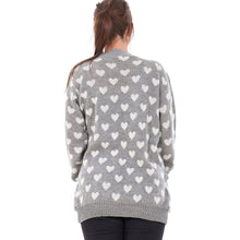 Load image into Gallery viewer, Heart Print Chunky Knitted Cardigan
