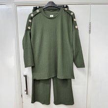 Load image into Gallery viewer, Pop Corn Gold Button Loungewear Set
