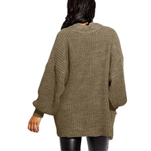 Load image into Gallery viewer, Balloon Sleeve Open Pockets Knitted Short Cardigan
