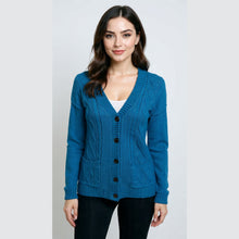 Load image into Gallery viewer, 5 Button Cable Knitted Grandad Cardigan
