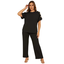 Load image into Gallery viewer, Short Sleeve Gold Button Loungewear
