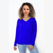 Load image into Gallery viewer, V Neck Cable Knit Long Sleeve Jumper
