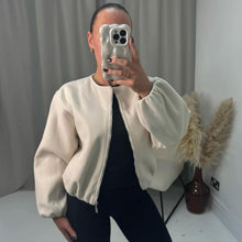 Load image into Gallery viewer, Balloon Sleeve Zip Bomber Jacket

