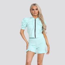 Load image into Gallery viewer, Zip Up Hooded Jacket Loungewear Short Set
