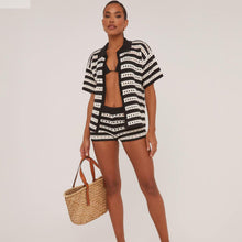 Load image into Gallery viewer, Fishnet Crochet Cardigan &amp; Short Set

