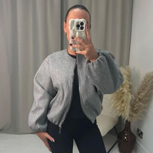 Load image into Gallery viewer, Balloon Sleeve Zip Bomber Jacket
