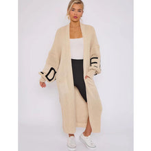 Load image into Gallery viewer, LOVE Print Balloon Sleeve Maxi Cardigan
