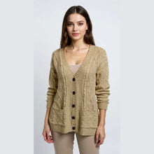 Load image into Gallery viewer, 5 Button Cable Knitted Grandad Cardigan
