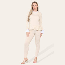 Load image into Gallery viewer, Peplum Frill Neck Pleated Long Sleeves Lounge Wear Set

