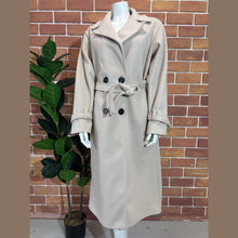 Load image into Gallery viewer, Long Belted Button Long Sleeve Coat
