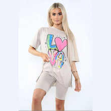 Load image into Gallery viewer, Love Side Slit Cycling Short and T-Shirt
