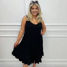 Load image into Gallery viewer, Cami Pleated Sleeveless Frill Swing Flared Long Shirt
