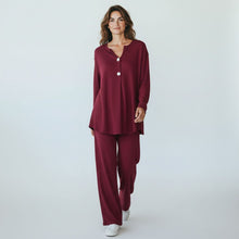 Load image into Gallery viewer, Long Sleeve Front Gold Button 2 Piece Outfit Set
