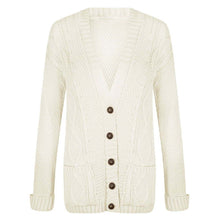 Load image into Gallery viewer, 5 Button Cable Knitted Grandad Cardigan
