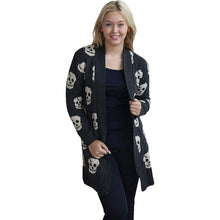 Load image into Gallery viewer, Skull Print Knitted Open Front Cardigan
