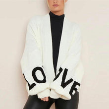 Load image into Gallery viewer, LOVE Print Knitted Balloon Sleeve Cardigan
