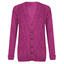 Load image into Gallery viewer, 5 Button Cable Knitted Grandad Cardigan
